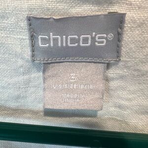 Chico's Elegant white linen eyelit jacket